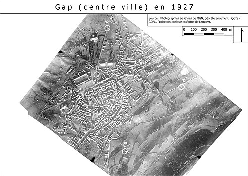1927年に撮影されたギャップ（IGN）の航空写真