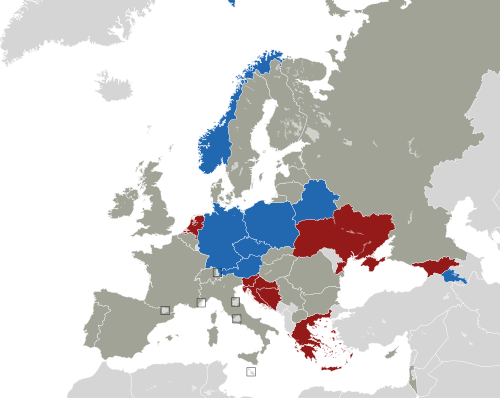 ヨーロッパ諸国のカラー地図