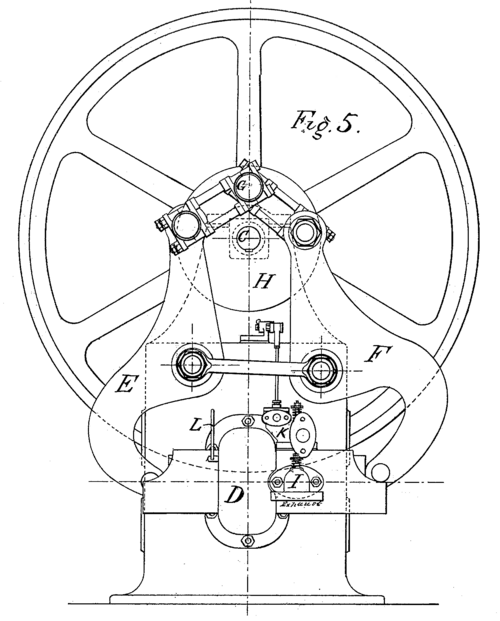 Patent drawing of the Atkinson "Differential Engine", 1882
