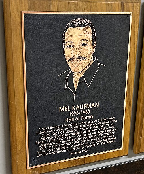カルフォルニア工科大学の殿堂入りを果たしたメル・カウフマンは、1980年にマスタングスを全国選手権に導き、その後NFLでワシントンの先発ラインバッカーとなり、スーパーボウルで2回優勝した。