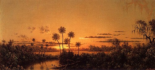 フロリダ川の風景: 夕方、日没後、1887 年～ 1900 年頃