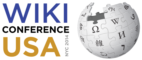 左側に「Wiki Conference USA」という文字、右側にWikipediaの地球儀が描かれたロゴ