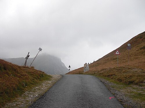 両側に草が生い茂る山道。