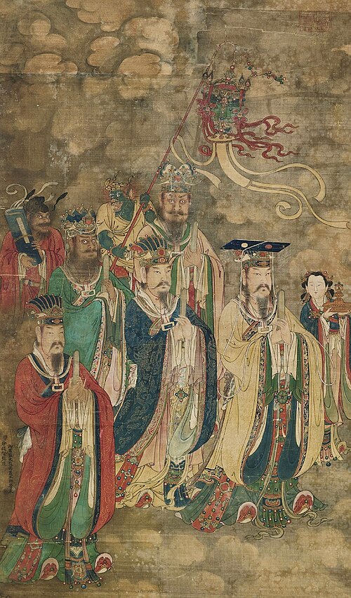 明代の天帝と従者達。