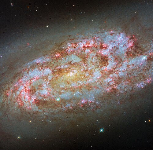 ハッブル宇宙望遠鏡は、NGC1792を捉えた。そこには、紫外線を発する多数の新星によって引き起こされる、赤色のHα線放射が強く現れている。NGC1792は渦巻銀河で、スターバースト銀河である。