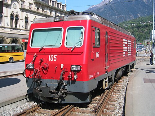 フルカ・オーバーアルプ鉄道（現在のMGB）のバランスレバー連結器を備えた電気機関車