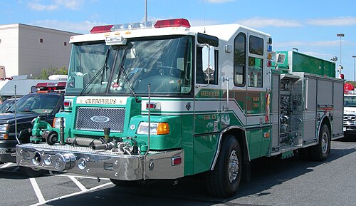 ペンシルバニア州グリーンフィールド消防署の消防車 55 号車。1999 年製ピアス クォンタム ポンプ車