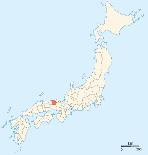 但馬国を強調した日本の地図