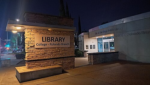 サンディエゴ公共図書館カレッジ・ロランド分館、モンテズマ通り6600番地