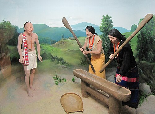 博物館にあるノクテ族のジオラマと蝋人形