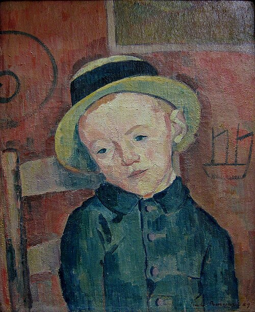 エミール・ベルナール作、「帽子をかぶった少年の肖像」、1889年。