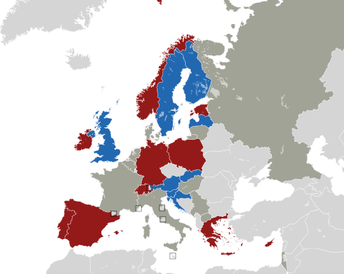 ヨーロッパ諸国のカラー地図