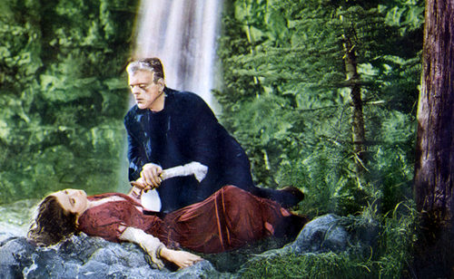 映画『フランケンシュタインの花嫁』（1935年）のカラー宣伝写真。