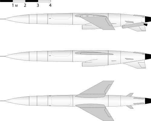 P-5ミサイルのスケッチ。