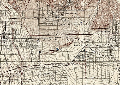 1925 年の米国地質調査所によるサンタアニタとロスフィールドの地図。
