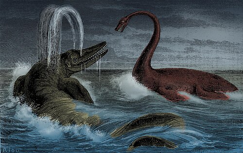 イクチオサウルスとプレシオサウルス、1863年