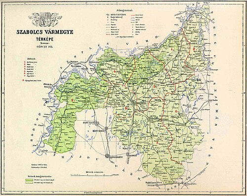 ハンガリー王国のサボルチ県の地図