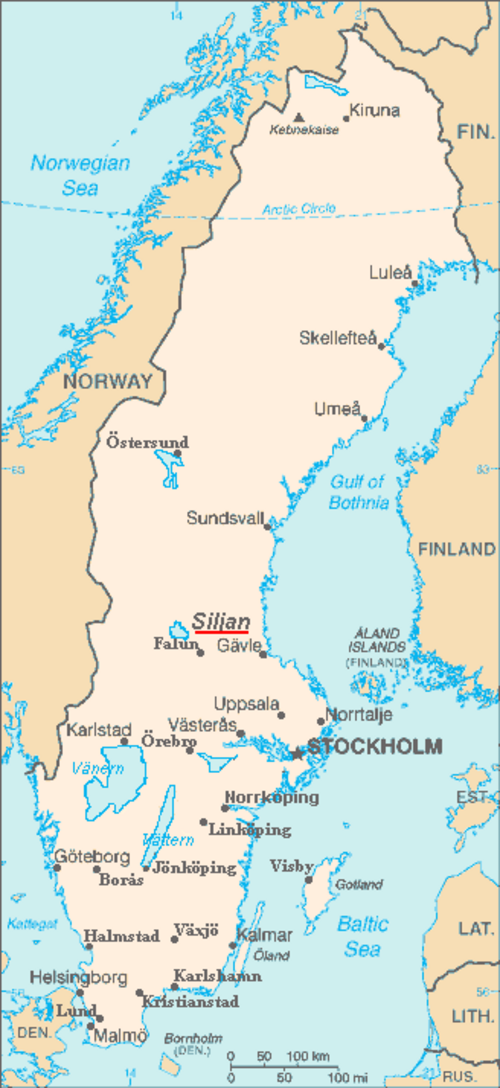スウェーデンのシリヤンの地図