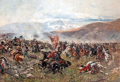エリザベートポリ（ガンジャ）の戦い、1828年。フランツ・ルーボー。バクー歴史博物館のコレクションの一部。
