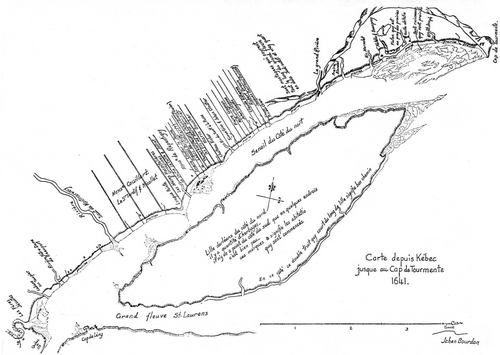 1641 年にジャン ブルドンによって描かれたボープレとオルレアン島の地図