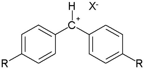 Mayr–Patz方程式の決定に使用されるベンズヒドリリウムイオン