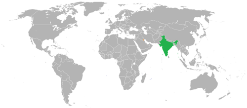 インドとクウェートの位置を示す地図