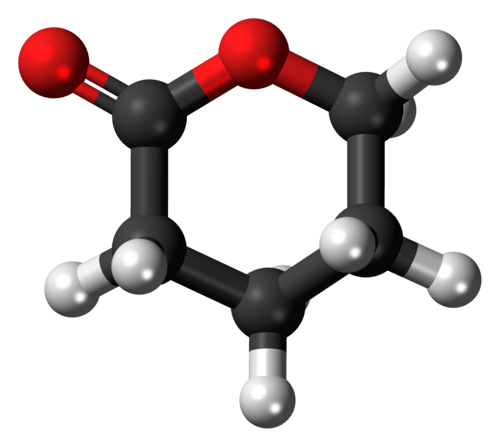 δ-バレロラクトン分子の球棒モデル