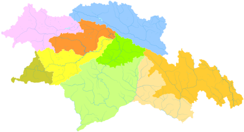 Location of Zayü County in Nyingchi (in Sunglow color; disputed area contained)