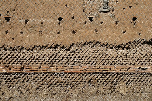 イタリア、ティヴォリにあるハドリアヌス帝の別荘のローマ時代の網目模様（2世紀）