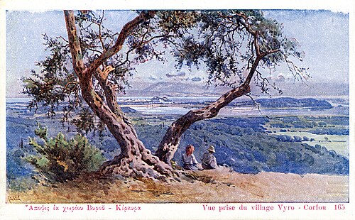 ヴィロから見たコルフ島の眺め（1910年頃）