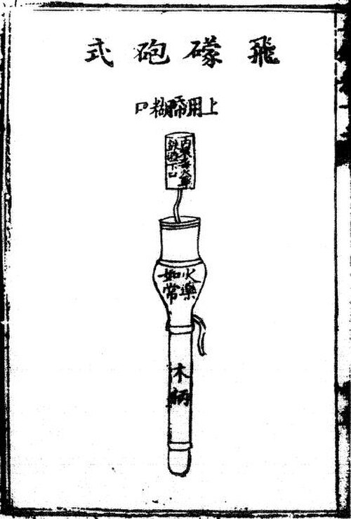 火龍井で使用された「飛勁砲」と呼ばれる散弾。毒ガス入りの散弾は、木製の舵に取り付けられた鉄製の樽に装填される。