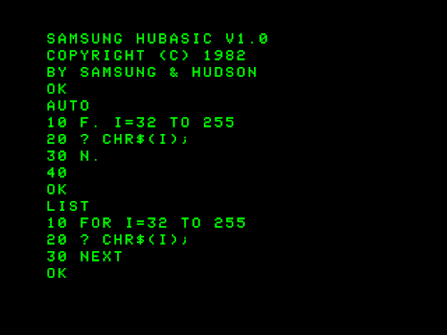 HuBASICプログラムリスト