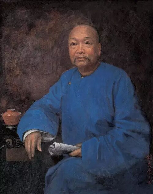 康有為の肖像 (1904 年) 李鉄甫、キャンバスに油彩
