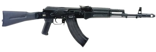 コンペンセイター、サイドフォールディングストック、合成素材の家具を備えた現在の AK-103。
