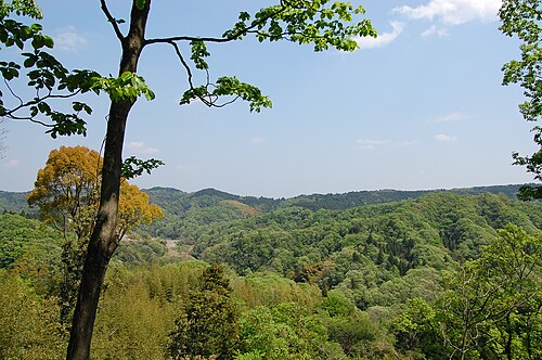 千葉県木更津市、真里谷津城跡から見た房総丘陵