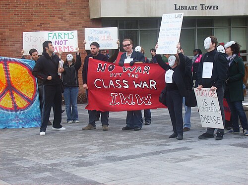 2009年、ビンガムトン大学でのIWW抗議活動