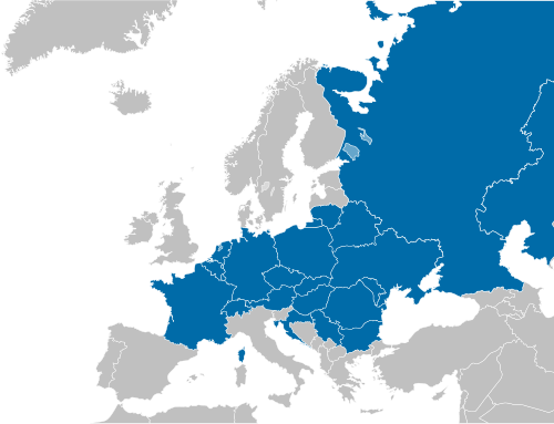 CEVNI諸国を強調表示したヨーロッパ地図