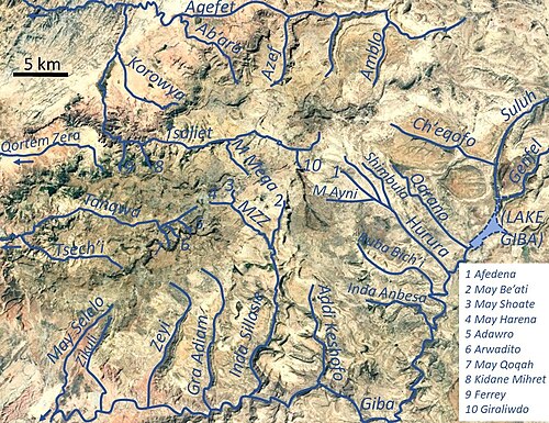 エチオピアのドグア・テンビエンの地図