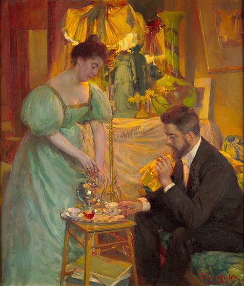 紅茶（ジュリエットとロドルフ・ヴィッツマンの肖像）、ヘルマン・リシール、1898年頃