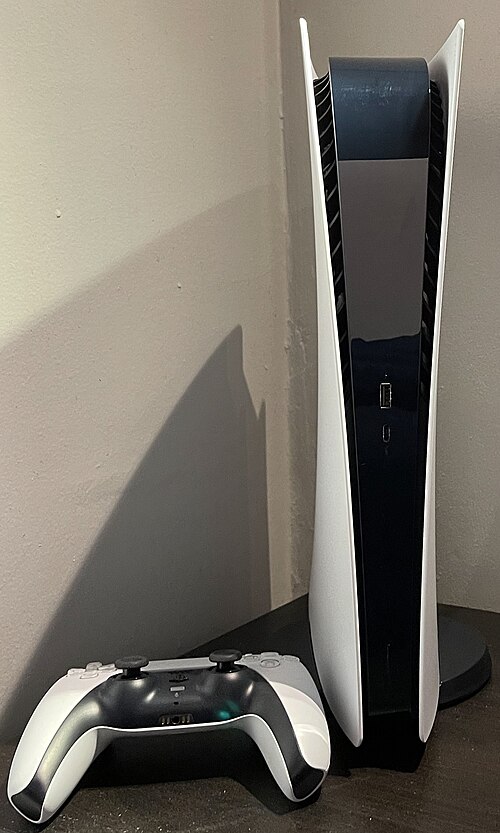 The ninth generation of video game consoles, like PlayStation 5 (pictured) and Xbox Series X, were both released in 2020. Games for PlayStation 5 such as FC 24, The Matrix Awakens, and Overwatch 2 used HyperMotion and Unreal Engine 5 to display more realistic graphics. Grand Theft Auto VI is planned for release on ninth-generation consoles in 2026.