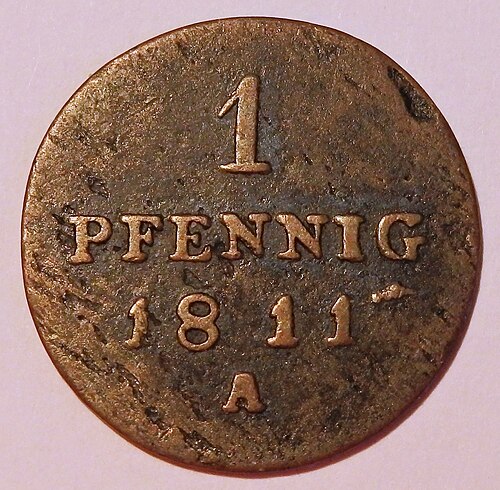 1811 年のブランデンブルク ペニヒ、逆