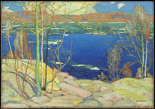 春の氷、1915～16年冬。72.0 × 102.3 cm。カナダ国立美術館、オタワ