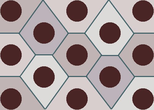 テクセル群のボロノイ多角形。