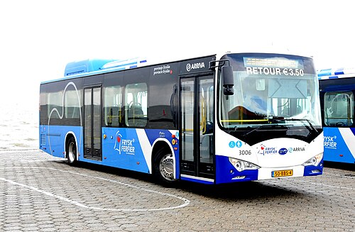 オランダのスヒールモニコーフ島にあるBYDの電気バス。