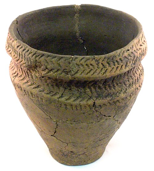 青銅器時代の火葬骨壺、蓋付き、イギリス製