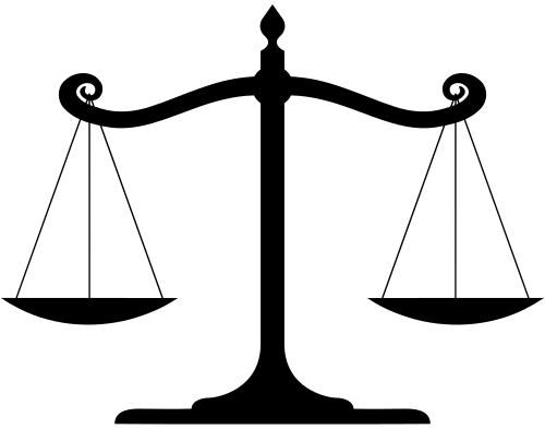 正義のバランスのとれた天秤の墨絵