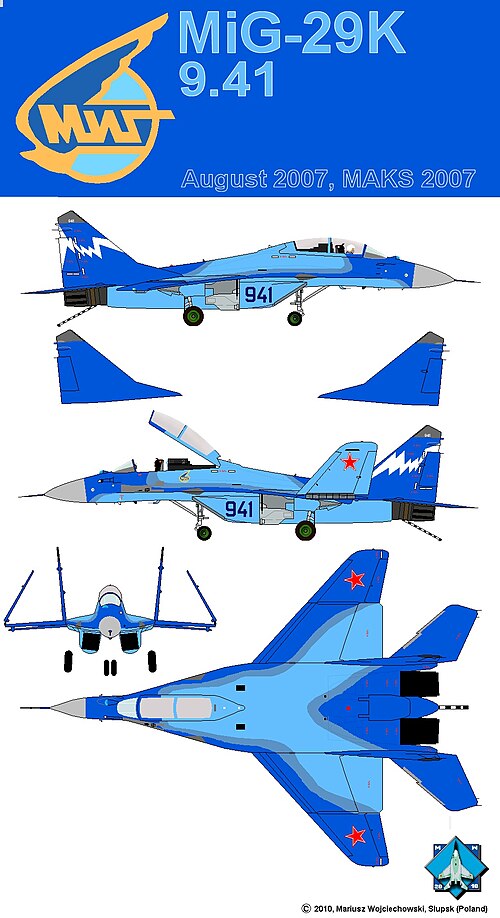MiG-29Kの4面図(9.47)