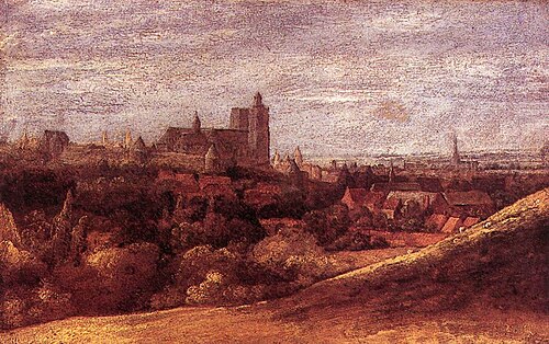 セーヘルス作、「北東から見たブリュッセルの眺め」、1625年頃、板に油彩