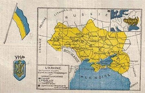 「ウクライナ人民共和国」 – 1918年作成のフランス語地図
