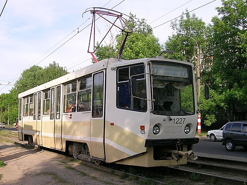 71-608&nbsp;km model 2004 tramcar in Nizhny Novgorod, Russia. Car from last batches, interior similar to 71-619K model